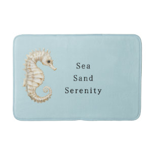 Blaue Creme Seepferdchen Ozean Brausebad Badematte