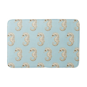 Blaue Creme Seepferdchen Ozean Braut Baby Shower Badematte