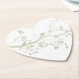 Blaue Creme-Vogel-Zweig-Blumen-Hochzeit Untersetzer