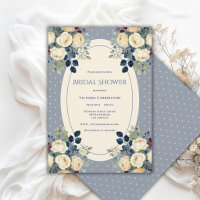 Blaue & cremefarbene Punkte Blumen Elegante Brautp