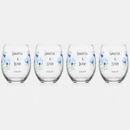 Blaue Crocuses Stemless Wine Glasses Weinglas Ohne Stiel