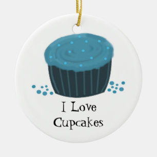 Blaue Cupcake mit Streuseln Keramikornament