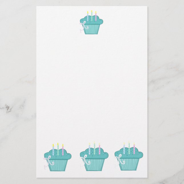 Blaue Cupcakes Briefpapier (Vorderseite)
