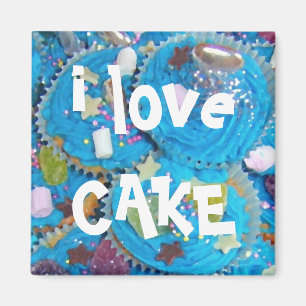 Blaue Cupcakes 'ich liebe Kuchen' Kühlschrankmagne Magnet