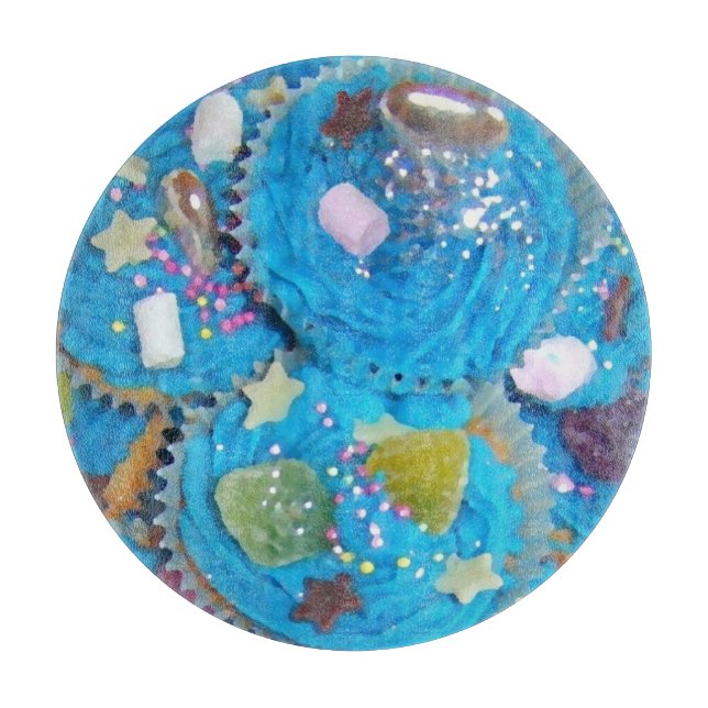 Blaue Cupcakes - Umhüllung Schneidebrett (Vorderseite)