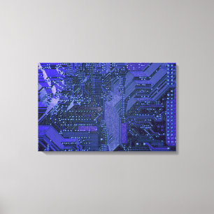 Blaue Cyber-Schaltungsplatine Tech-Kunst Elektroni Leinwanddruck