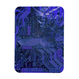 Blaue Cyber-Schaltungsplatine Tech-Kunst Elektroni Magnet