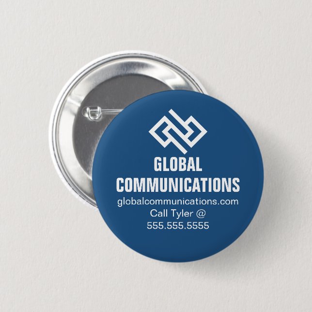 Blaue Cyber-Technologie-Computerfirma Custom Button (Vorne & Hinten)