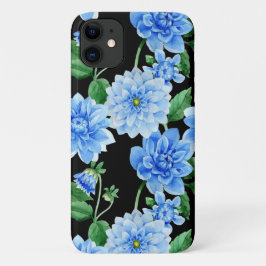 Blaue Dahlien auf schwarz Case-Mate iPhone Hülle