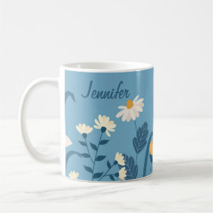 Blaue Daisy-April-Geburtsblumen-Tasse Floral Kaffeetasse