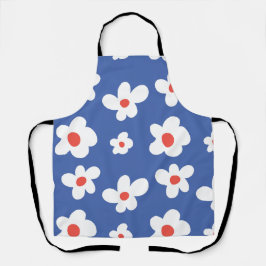 Blaue Daisy-Blumenmuster Spielende Blumenkunst Schürze