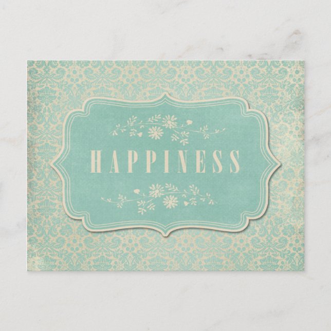 Blaue Damaskus Happy Label Soft Postkarte (Vorderseite)