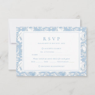 Blaue Damast-Hochzeit RSVP Karte