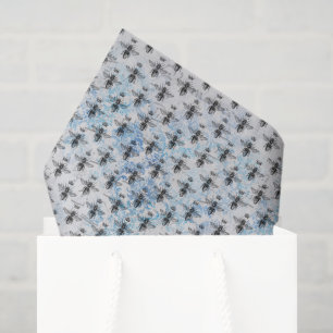 Blaue Damast Königin Biene Seidenpapier