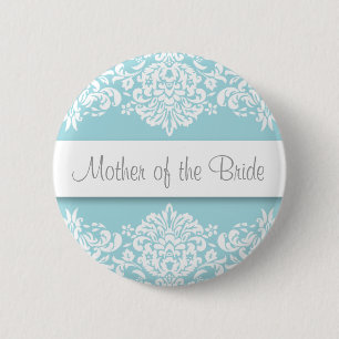 Blaue Damast-Mutter des Braut-Knopfes Button