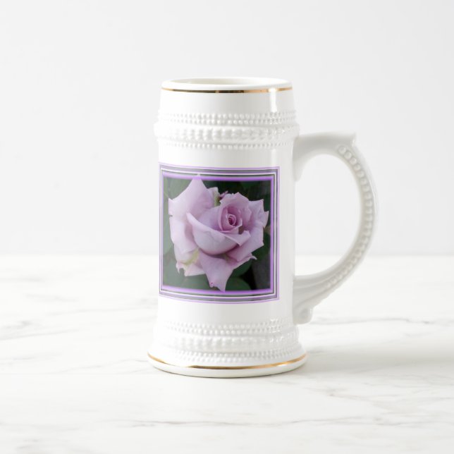 "Blaue Dame" Rose Stein Bierglas (Rechts)