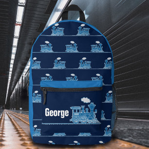 Blaue Dampflok Kinder namens Bedruckter Rucksack