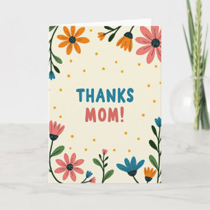 Blaue Dankes-Karte für Mama mit Blumenmotiv Karte