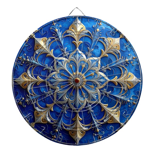 Blaue dekorative Blumen Dartboard Dartscheibe (vorne)