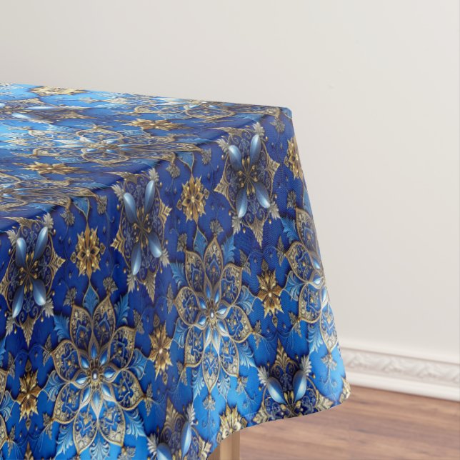 Blaue Dekorative Feiertags-Tischdecke Tischdecke (Beispiel)