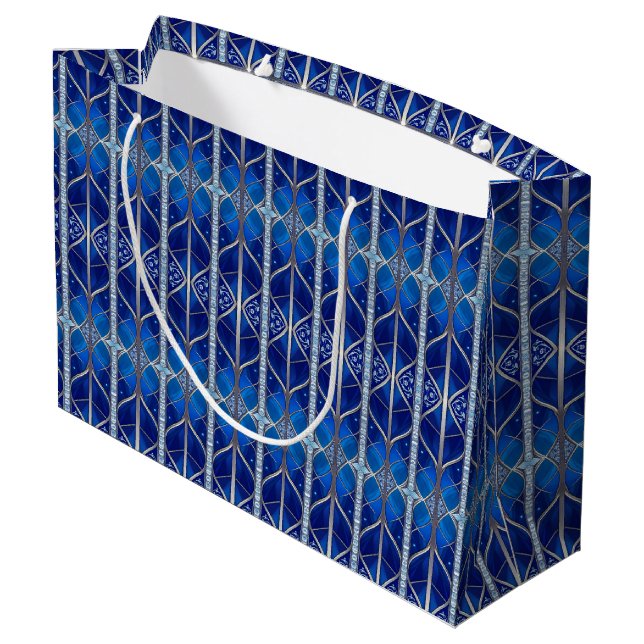 Blaue Dekorative Geschenktüte (Rückseite Schrägansicht)