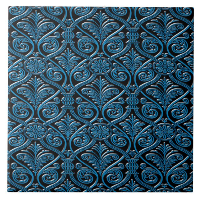 Blaue dekorative Keramik Tile Fliese (Vorderseite)