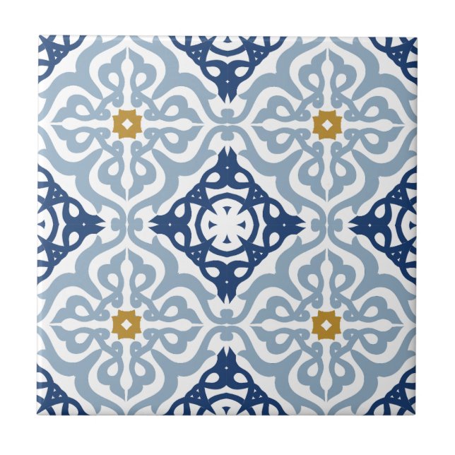 Blaue dekorative Keramik Tile Fliese (Vorderseite)