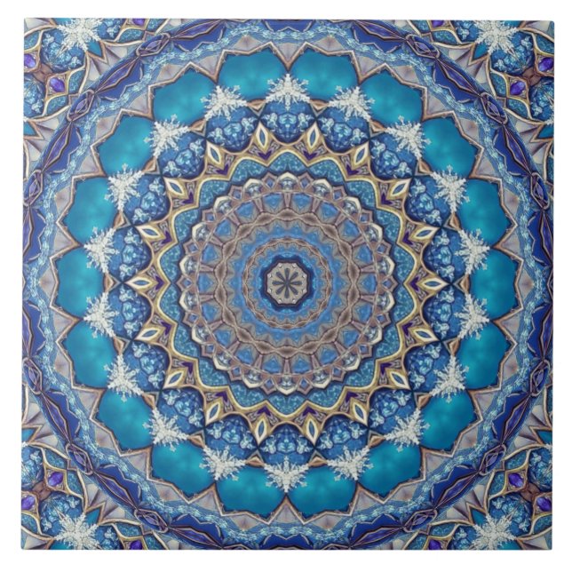 Blaue dekorative Keramikfliese (Vorderseite)