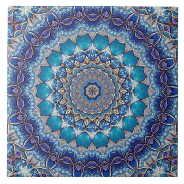 Blaue dekorative Keramikfliese (Vorderseite)