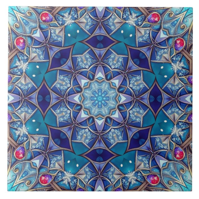 Blaue dekorative Keramikfliese (Vorderseite)