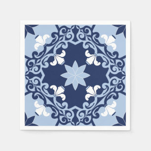 Blaue dekorative marokkanische geometrische Fliese Serviette