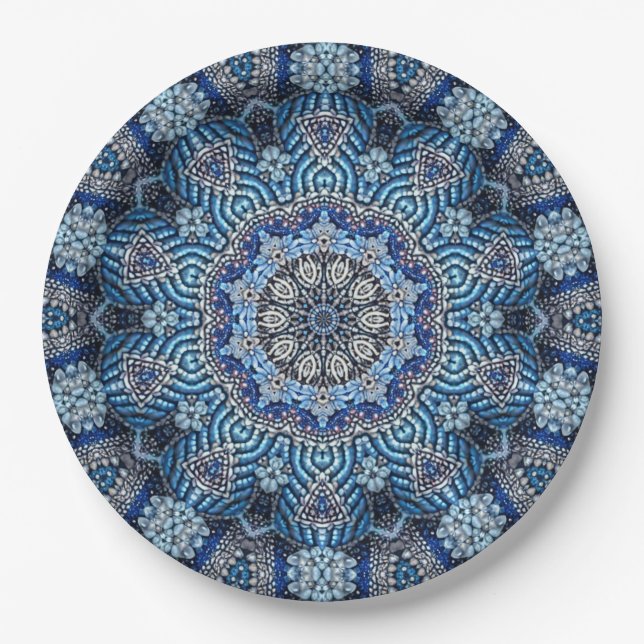 Blaue dekorative Weihnachtsscheibe Pappteller (Vorderseite)