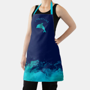 Blaue Delfin und Wellen auf blau Schürze