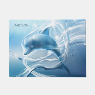 Blaue Delphin-Name-Türmatte Fußmatte