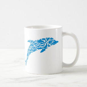 Blaue Delphine, die eine niedliche Delphinform Kaffeetasse