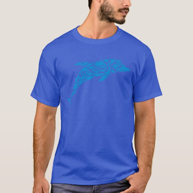 Blaue Delphine, die eine niedliche Delphinform T-Shirt (Vorderseite)