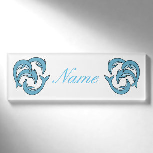 Blaue Delphine, die Thunder_Cove umkreisen Namenschild