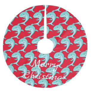 Blaue Delphine, die Thunder_Cove verlassen Polyester Weihnachtsbaumdecke