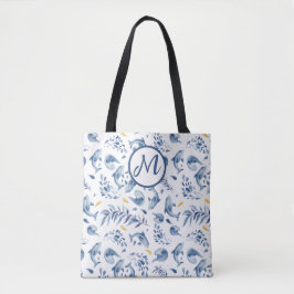 Blaue Delphine und Wellen Tasche