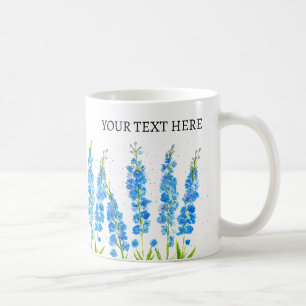 Blaue Delphinium-Blumen-Wasserfarbe elegante rusti Kaffeetasse