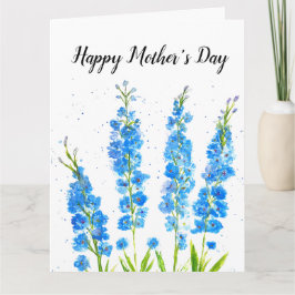 Blaue Delphinium florale Aquarell elegant rustikal Karte