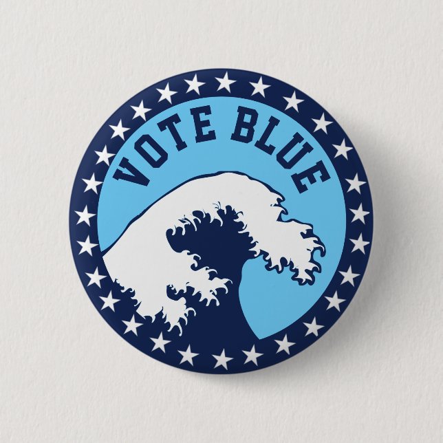 BLAUE Demokratische Blaue Welle Politik Button (Vorderseite)