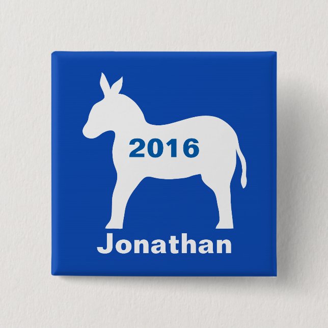 Blaue demokratische Esel-Wahl-NamensAbzeichen 2016 Button (Vorderseite)