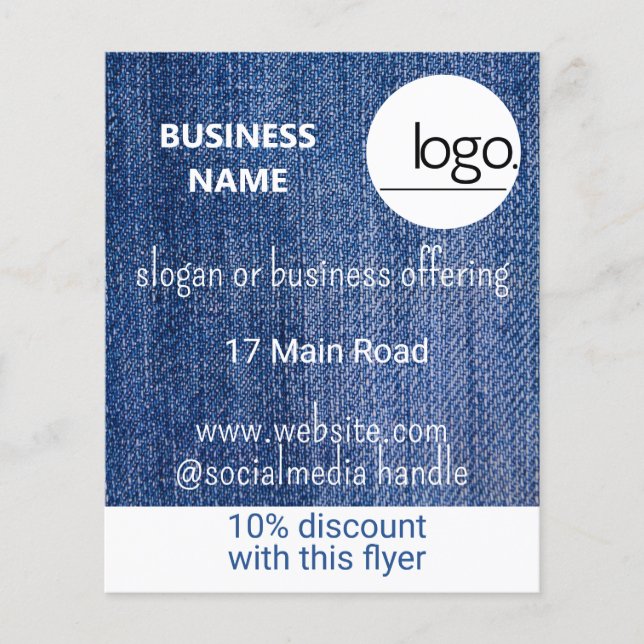 BLAUE DENIM LOGO BUSINESS MARKETING PROMOTIONAL FLYER (Vorne)