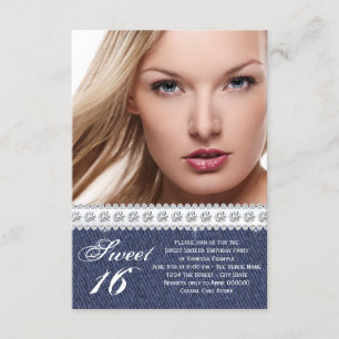 Blaue Denim- und Diamant-Sweet-Sixteen-Party Einladung
