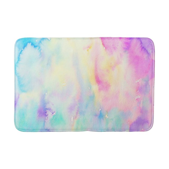 Blaue des Watercolor abstrakte und lila Badematte (Vorderseite)