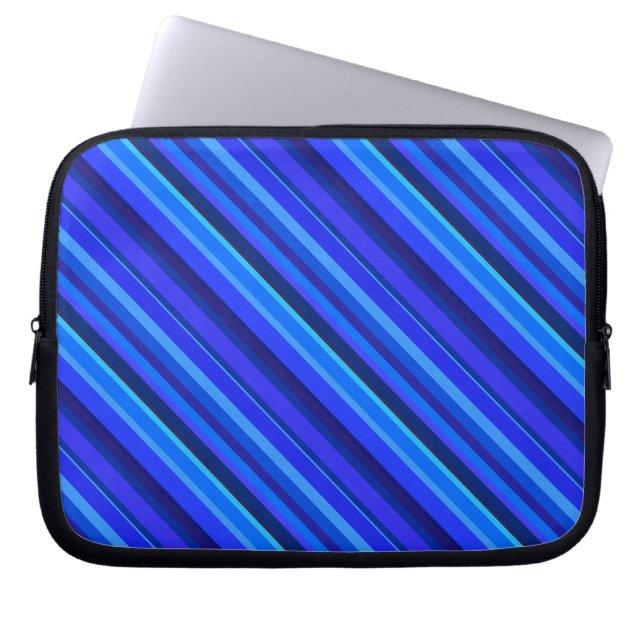 Blaue Diagonalstreifen Laptopschutzhülle (Vorderseite)