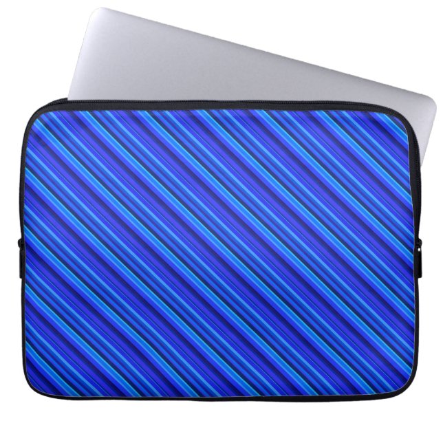 Blaue Diagonalstreifen Laptopschutzhülle (Vorderseite)