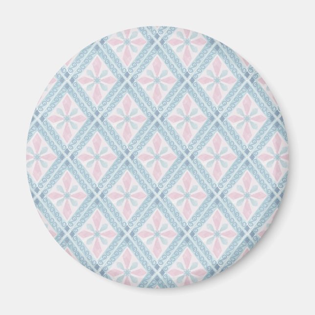 Blaue Diamant-Geometrie-Muster Magnet (Vorne)