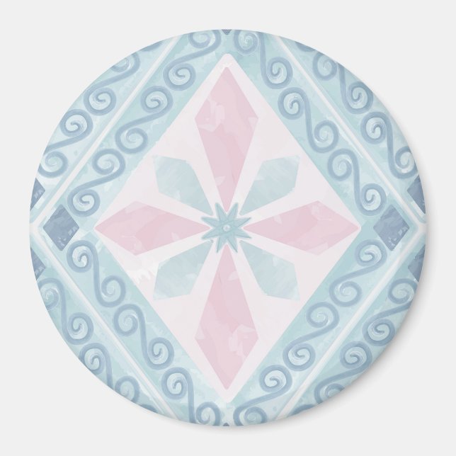 Blaue Diamant-Geometrie-Muster Magnet (Vorne)